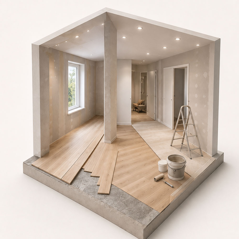 BYGGMARIO AS - totalrenovering Stavanger - Vegger, gulv og overflater